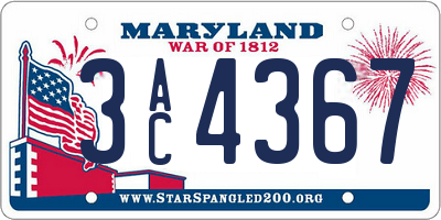 MD license plate 3AC4367