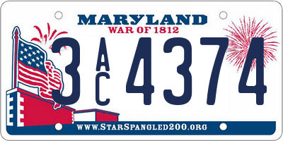 MD license plate 3AC4374