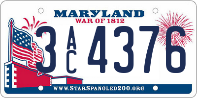 MD license plate 3AC4376