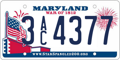 MD license plate 3AC4377