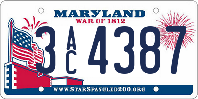 MD license plate 3AC4387