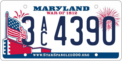 MD license plate 3AC4390