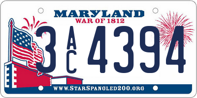MD license plate 3AC4394