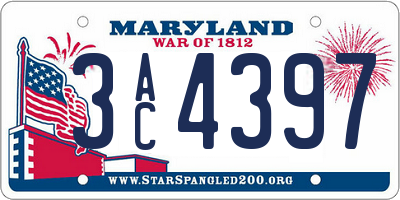 MD license plate 3AC4397