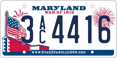 MD license plate 3AC4416