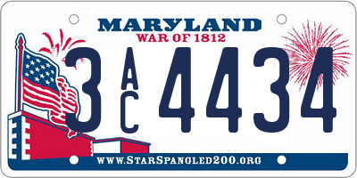 MD license plate 3AC4434
