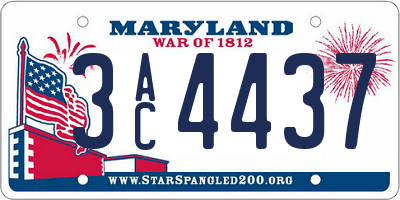 MD license plate 3AC4437