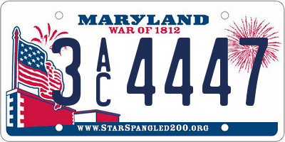 MD license plate 3AC4447