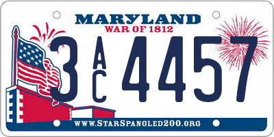MD license plate 3AC4457