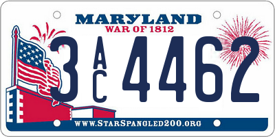 MD license plate 3AC4462