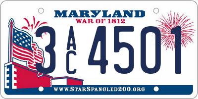 MD license plate 3AC4501
