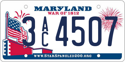 MD license plate 3AC4507