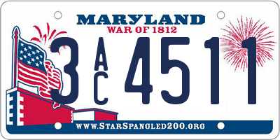 MD license plate 3AC4511