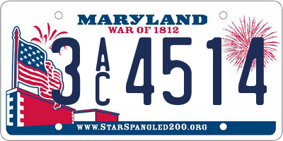 MD license plate 3AC4514