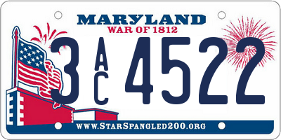 MD license plate 3AC4522