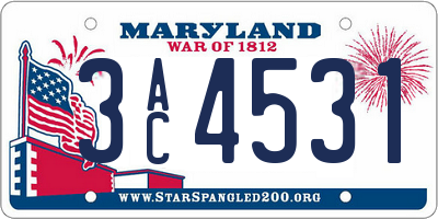 MD license plate 3AC4531