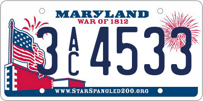 MD license plate 3AC4533