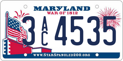 MD license plate 3AC4535