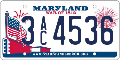 MD license plate 3AC4536