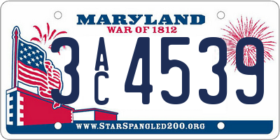 MD license plate 3AC4539