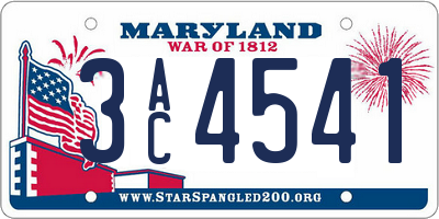 MD license plate 3AC4541