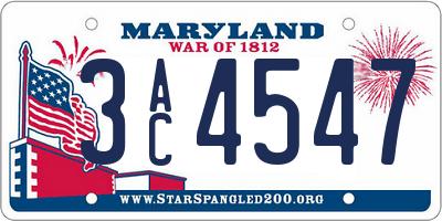 MD license plate 3AC4547