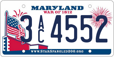 MD license plate 3AC4552