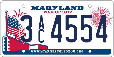 MD license plate 3AC4554