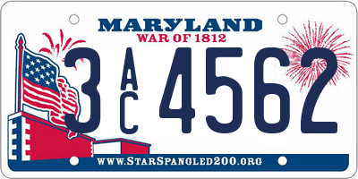 MD license plate 3AC4562