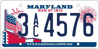 MD license plate 3AC4576