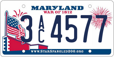 MD license plate 3AC4577
