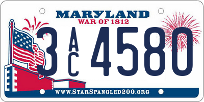 MD license plate 3AC4580