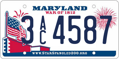 MD license plate 3AC4587