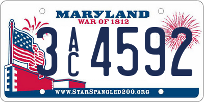 MD license plate 3AC4592