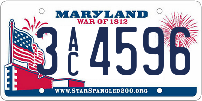 MD license plate 3AC4596