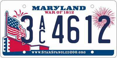 MD license plate 3AC4612