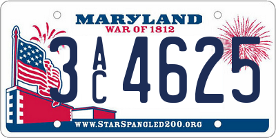 MD license plate 3AC4625
