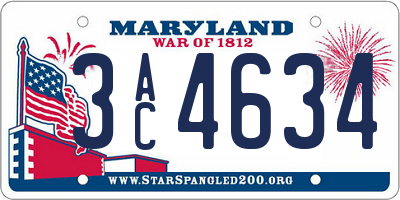 MD license plate 3AC4634