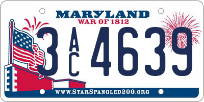 MD license plate 3AC4639