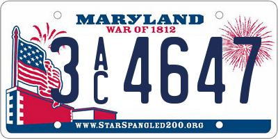 MD license plate 3AC4647