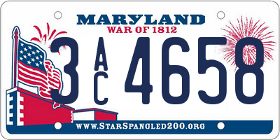 MD license plate 3AC4658