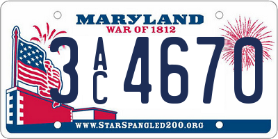 MD license plate 3AC4670