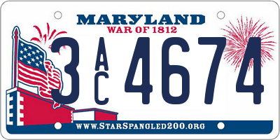 MD license plate 3AC4674