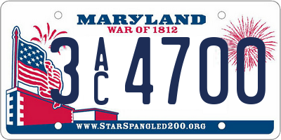 MD license plate 3AC4700