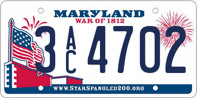 MD license plate 3AC4702