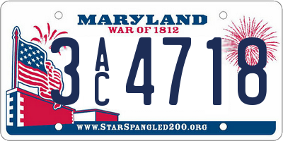 MD license plate 3AC4718