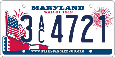 MD license plate 3AC4721