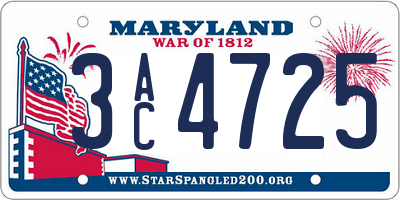 MD license plate 3AC4725