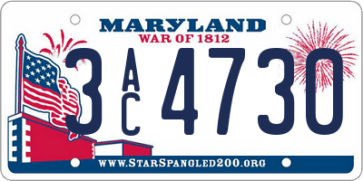 MD license plate 3AC4730
