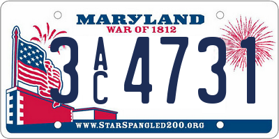 MD license plate 3AC4731